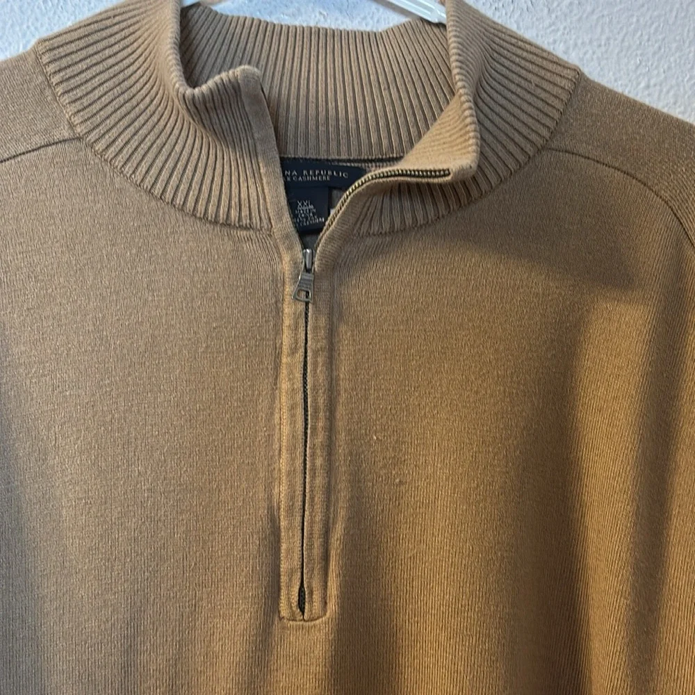 Banana Republic Tan Zip Up Sweater Fine Knit